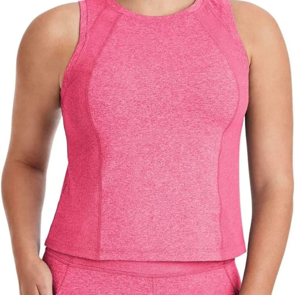 NWT Member's Mark Women's Pink Heather Soft Rib Cropped Tank Top Size Large - Picture 1 of 12